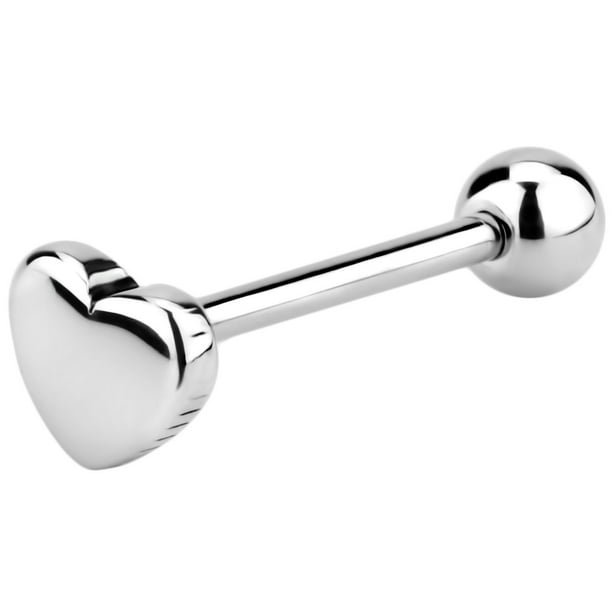 Logos Heart Tongue Ring // Tongue Piercing 14G Flowers